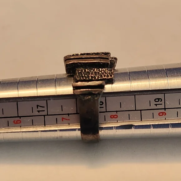 Blackened Sterling Silver Bruralist Textured Ring - Picture 6 of 7